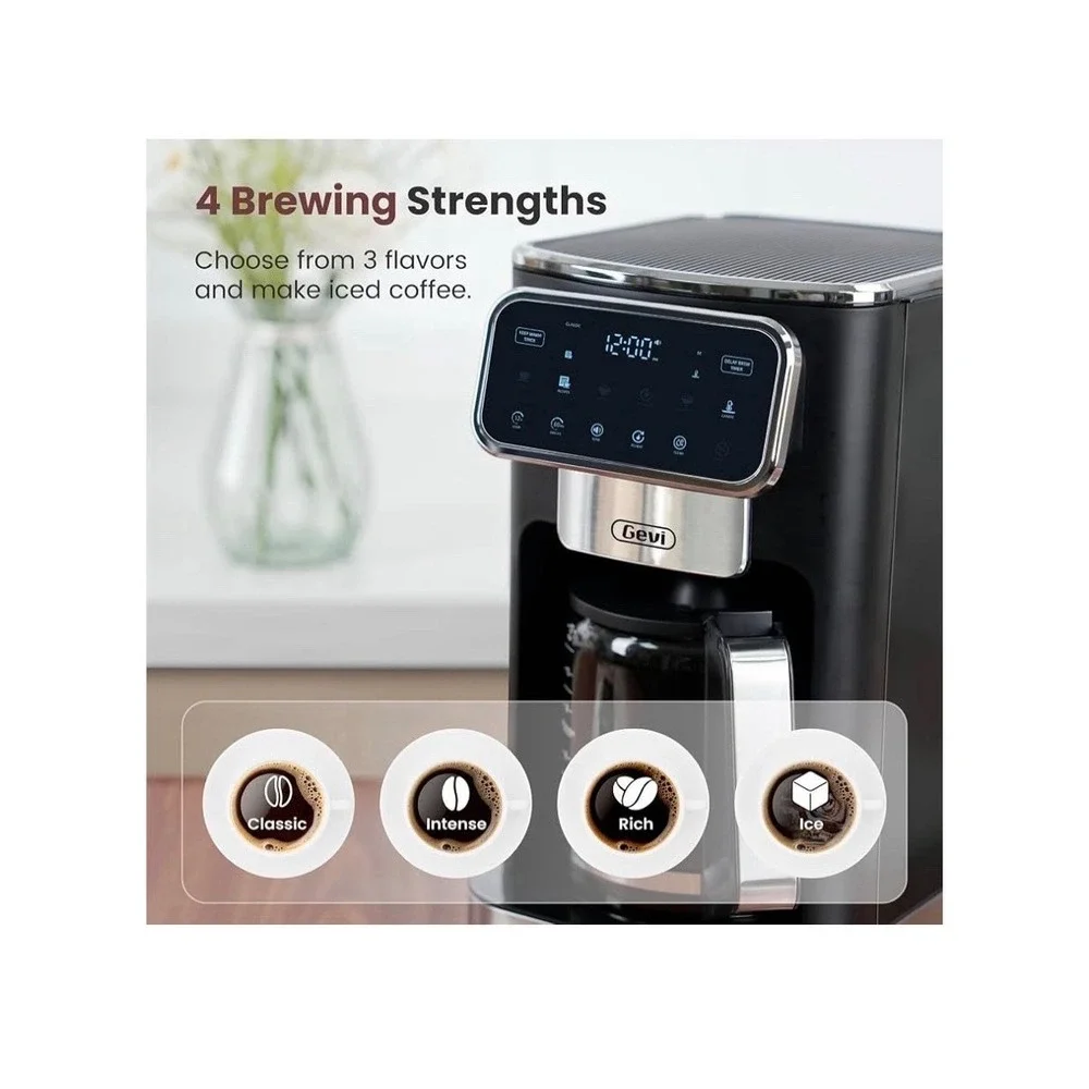 Gevi 12 Cup Programmable Drip Coffee Maker  with Touch Screen, Model DCMAO-READ